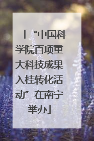 “中国科学院百项重大科技成果入桂转化活动”在南宁举办