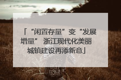 “闲置存量”变“发展增量” 浙江现代化美丽城镇建设再添新意