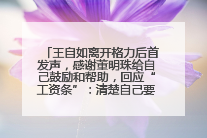 王自如离开格力后首发声，感谢董明珠给自己鼓励和帮助，回应“工资条”：清楚自己要什么，工资条不重要
