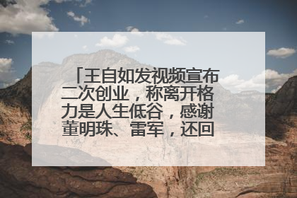 王自如发视频宣布二次创业，称离开格力是人生低谷，感谢董明珠、雷军，还回应了“工资条”：清楚自己要什么……