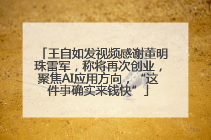 王自如发视频感谢董明珠雷军，称将再次创业，聚焦AI应用方向，“这件事确实来钱快”