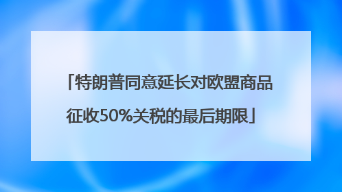 特朗普同意延长对欧盟商品征收50%关税的最后期限