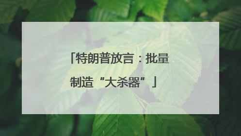 特朗普放言：批量制造“大杀器”