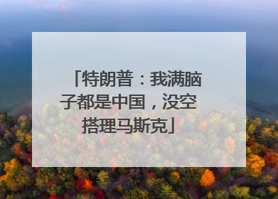 特朗普：我满脑子都是中国，没空搭理马斯克