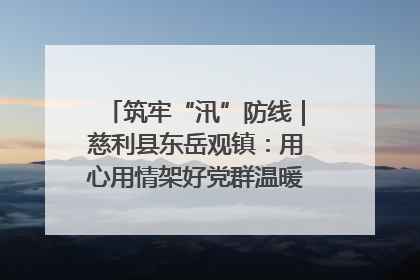 筑牢“汛”防线｜慈利县东岳观镇：用心用情架好党群温暖悠长的“连心桥”
