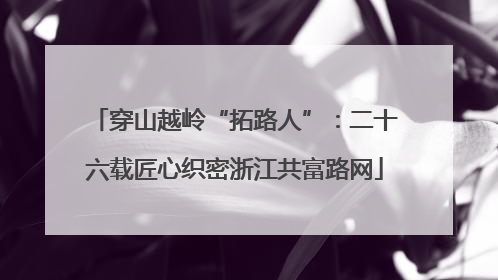 穿山越岭“拓路人”：二十六载匠心织密浙江共富路网