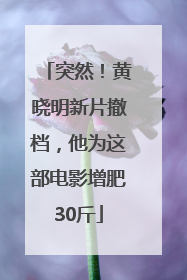 突然！黄晓明新片撤档，他为这部电影增肥30斤