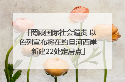 罔顾国际社会谴责 以色列宣布将在约旦河西岸新建22处定居点