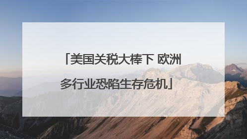 美国关税大棒下 欧洲多行业恐陷生存危机