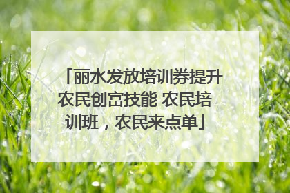 丽水发放培训券提升农民创富技能 农民培训班，农民来点单