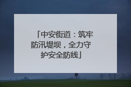 中安街道：筑牢防汛堤坝，全力守护安全防线
