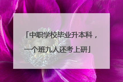中职学校毕业升本科，一个班九人还考上研