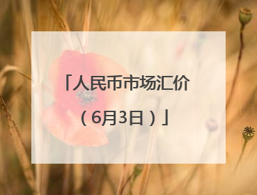 人民币市场汇价（6月3日）
