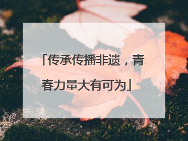 传承传播非遗，青春力量大有可为