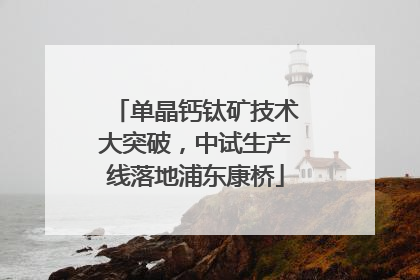 单晶钙钛矿技术大突破，中试生产线落地浦东康桥