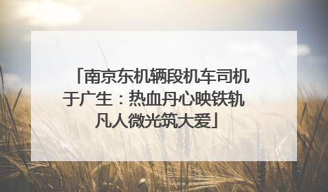南京东机辆段机车司机于广生：热血丹心映铁轨 凡人微光筑大爱