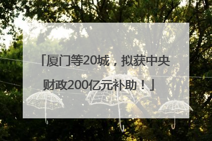 厦门等20城，拟获中央财政200亿元补助！