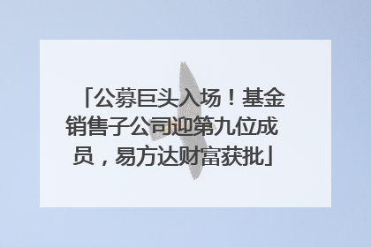 公募巨头入场！基金销售子公司迎第九位成员，易方达财富获批
