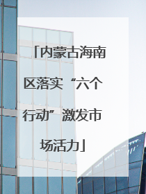 内蒙古海南区落实“六个行动”激发市场活力