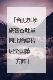 合肥机场旅客吞吐量同比增幅位居全国第一方阵