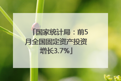国家统计局：前5月全国固定资产投资增长3.7%