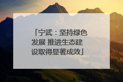宁武：坚持绿色发展 推进生态建设取得显著成效