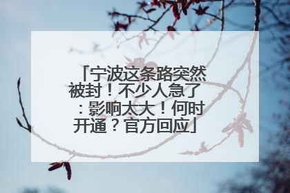 宁波这条路突然被封！不少人急了：影响太大！何时开通？官方回应
