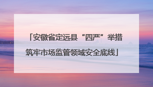 安徽省定远县“四严”举措筑牢市场监管领域安全底线