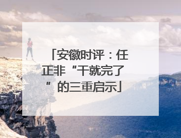 安徽时评：任正非“干就完了”的三重启示