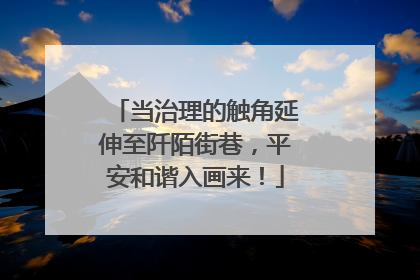 当治理的触角延伸至阡陌街巷，平安和谐入画来！