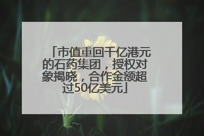 市值重回千亿港元的石药集团，授权对象揭晓，合作金额超过50亿美元