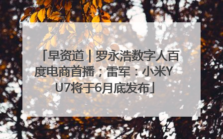 早资道｜罗永浩数字人百度电商首播；雷军：小米YU7将于6月底发布
