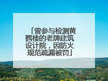 曾参与检测黄鹤楼的老牌建筑设计院，因防火规范疏漏被罚