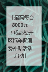 最高每台8000元！成都经开区汽车促消费补贴活动启动