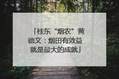 桂东“烟农”黄德文：烟田有效益就是最大的成就