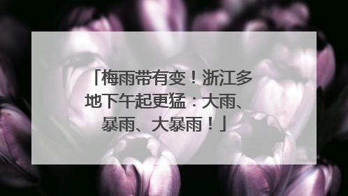 梅雨带有变！浙江多地下午起更猛：大雨、暴雨、大暴雨！