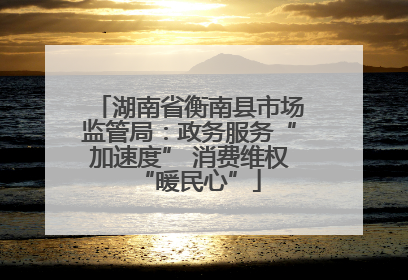 湖南省衡南县市场监管局：政务服务“加速度” 消费维权“暖民心”