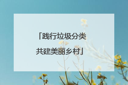 践行垃圾分类 共建美丽乡村