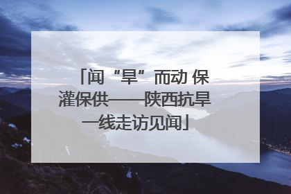 闻“旱”而动 保灌保供——陕西抗旱一线走访见闻