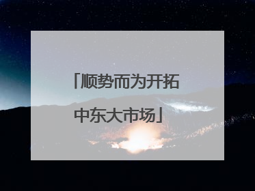 顺势而为开拓中东大市场