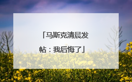 马斯克清晨发帖：我后悔了