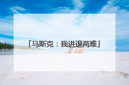 马斯克：我进退两难